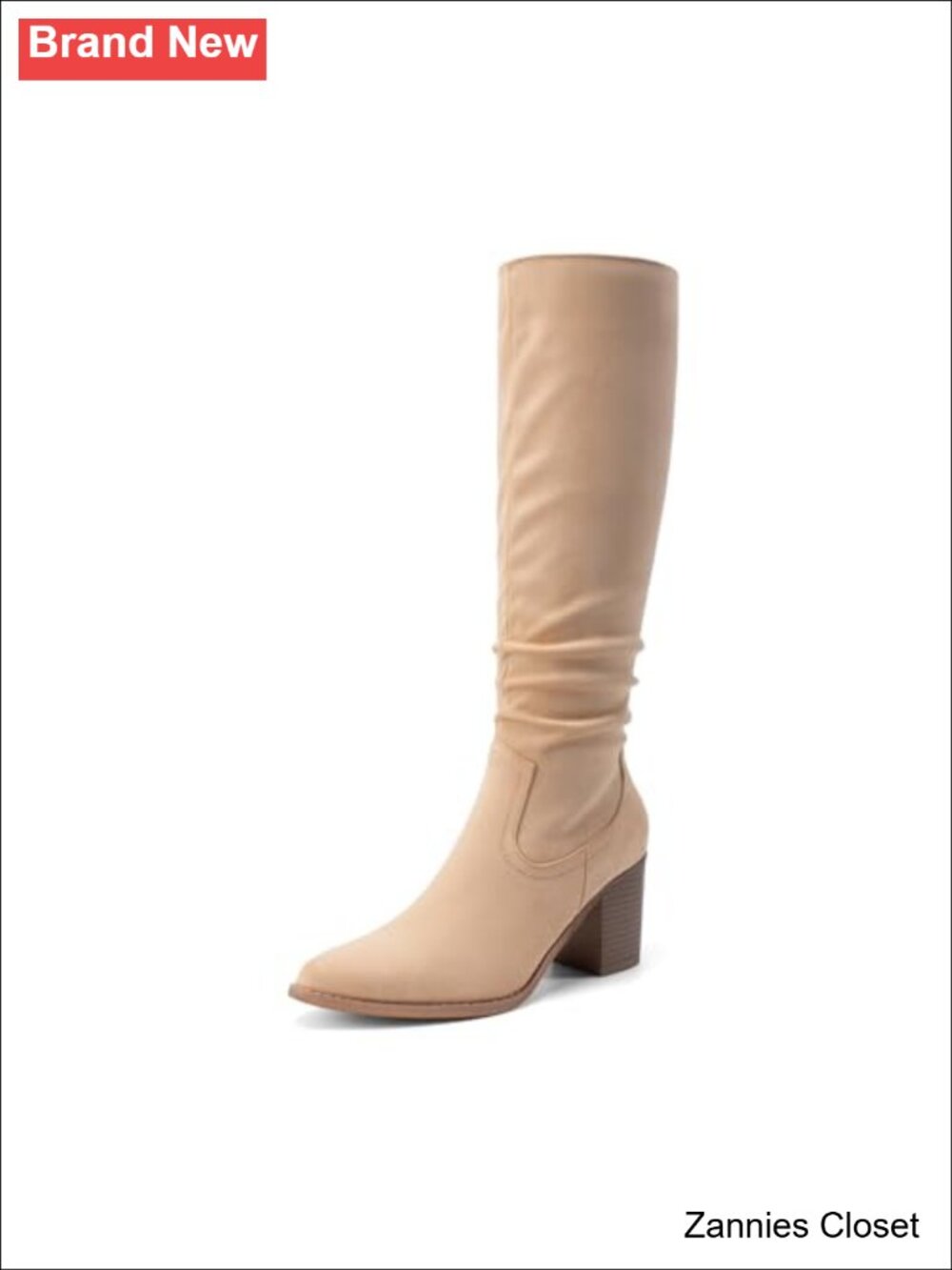 ✨ Women's Knee-High Chunky Heel Boots Pointed Toe Faux Suede